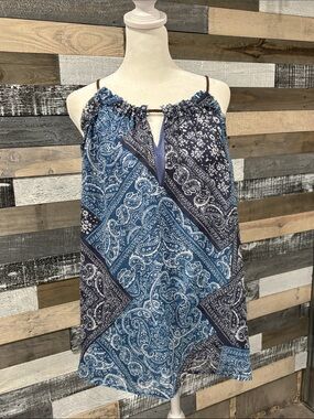 Blue Paisley Sleeveless Halter Top